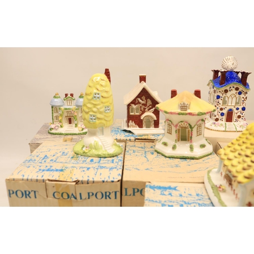 762 - Collection of boxed Coalport houses incl. 'Redhouse', H13cm; 'Belvedere', H16.5cm; 'The Windmill', H... 