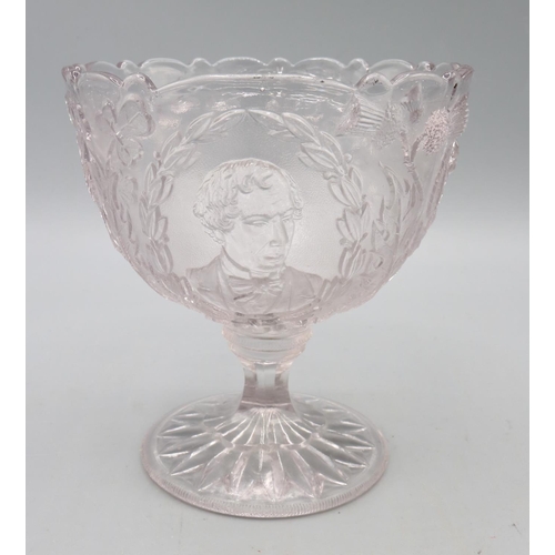 768 - 19th century pressed glass bonbon dish with inscription 'Earl of Beaconsfeild The Hero of The Congre... 