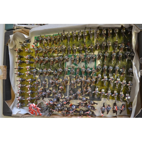 697 - Collection of white metal kit painted Napoleonic War era gaming infantry and cavalry figures, no bra... 