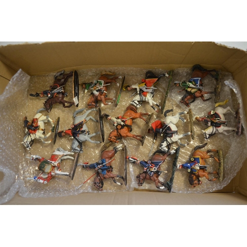 698 - Collection of metal Napoleonic/Crimean War era soldier figures, mostly 1/32 scale including painted ... 