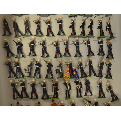 701 - Collection of W. Britain's 1/32 scale Royal Marine bandsmen to include a boxed all metal gloss set (... 