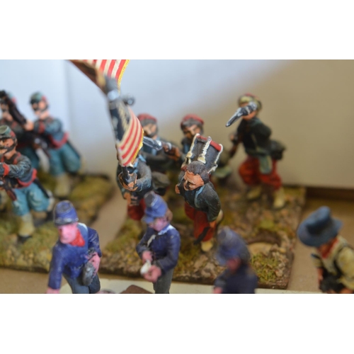 705 - Extensive collection of home painted white metal American Civil War gaming figures (scale approx 1/4... 