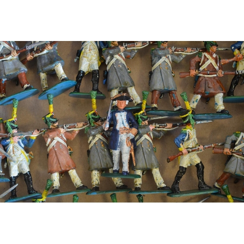 708 - Extensive mixed collection of model soldiers, generally 1/32 scale to include home painted white met... 