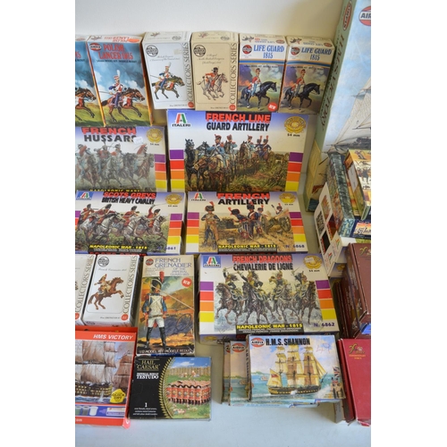 711 - Collection of plastic model kits (most unstarted, some figures painted, some parts assembled but ver... 