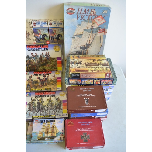 711 - Collection of plastic model kits (most unstarted, some figures painted, some parts assembled but ver... 