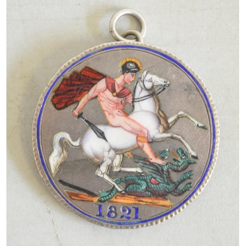 714 - Enamelled George III crown made into a brooch, 1821 to enamel front