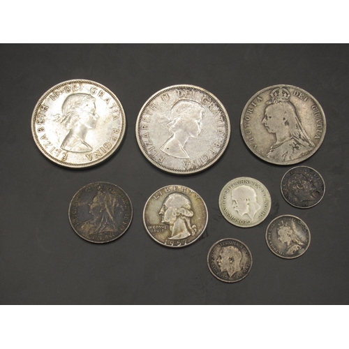 111 - Collection of silver content coins to inc. 1956 and 1961 Canadian Dollar, 1889 Half-Crown, 1957 US Q... 