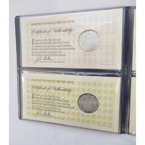 266 - Great Britons, Medallic First Day Covers by John Pinches featuring sterling silver proof medallions ... 