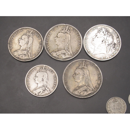 276 - Collection of Predominantly Queen Victoria silver content coins to inc. crowns, florins, shillings, ... 