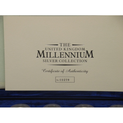 281 - Royal Mint - The United Kingdom Millennium Silver Collection No.09279, comprising five pound coin, t... 