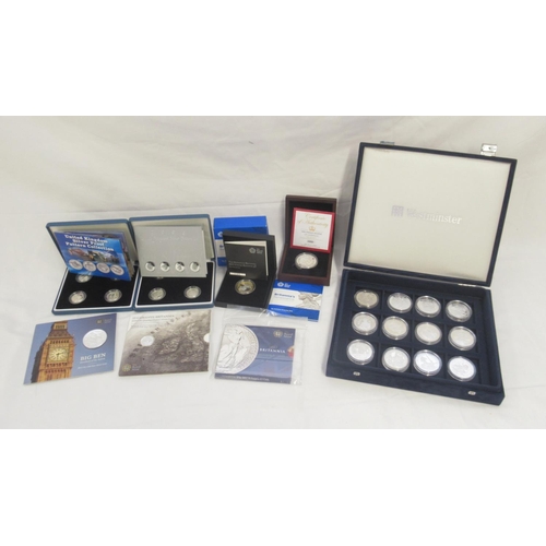 283 - Collection of Silver proof coins to incl. £100 2015 Big Ben Heartbeat of the Nation Silver Coin, The... 