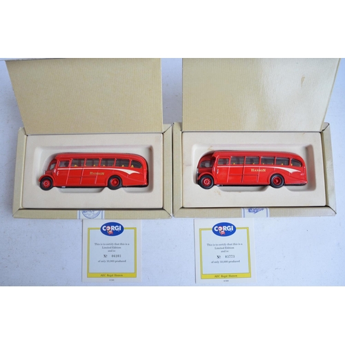 564 - Thirty two diecast bus and tram models from Corgi, Dinky and The Open Top Bus Company, models all ch... 