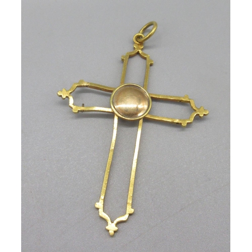 176 - WITHDRAWN - 18ct yellow gold and blue enamel cross, not marked, tested to 18ct, 6.97g