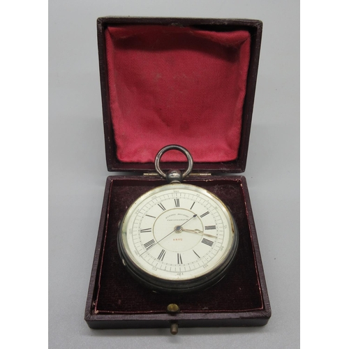 306 - E. Wise Manchester, Victorian silver key wound 'Centre Seconds Chronograph' pocket watch, stepped cr... 