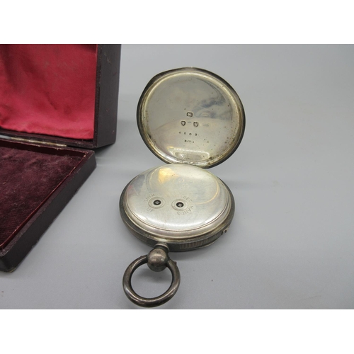 306 - E. Wise Manchester, Victorian silver key wound 'Centre Seconds Chronograph' pocket watch, stepped cr... 