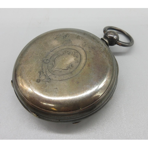 307 - Robert Bispham Blackburn, Victorian silver key wound pocket watch, signed stepped cream Roman dial, ... 