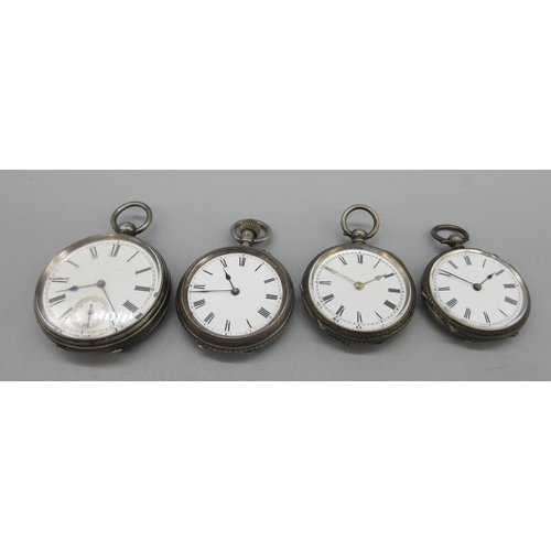 310 - American Watch Co. Waltham, Mass, Victorian silver key wound pocket watch, white enamel Roman dial, ... 