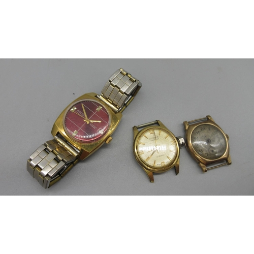 314 - Bernex 9ct gold wristwatch, silvered engine turned Arabic dial, subsidiary seconds, Stolkace two pie... 