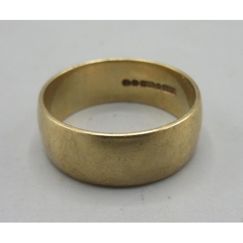 47 - 9ct yellow gold wedding band, stamped 375, T1/2 6.06g