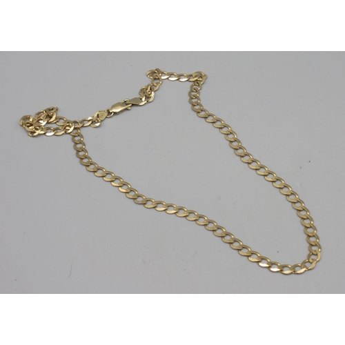 51 - 9ct yellow gold flat chain link necklace, stamped 375, 14.17g