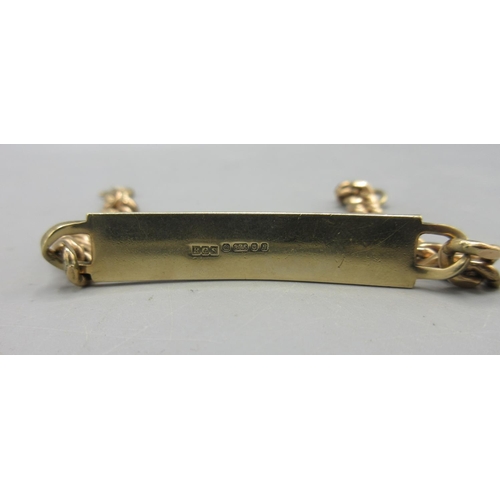 54 - 9ct yellow gold identity bracelet, no engraving, stamped 375, 24.87g