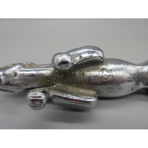 637 - Chrome plated Jaguar car bonnet mascot, L19.5cm