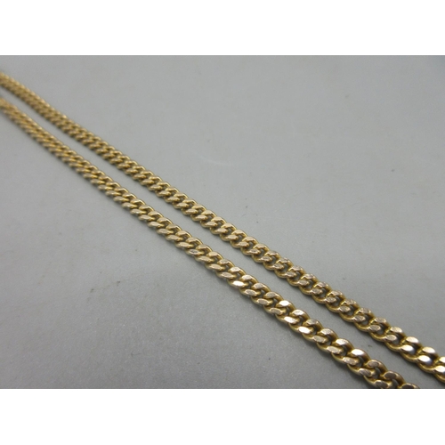 612 - 9ct yellow gold Cuban link chain necklace, stamped 375, 61cm, with a large gold cross pendant tested... 