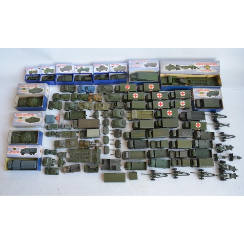 580 - Collection of playworn vintage diecast military vehicles from Dinky, Lone Star, Lesney etc, some ori... 