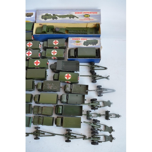 580 - Collection of playworn vintage diecast military vehicles from Dinky, Lone Star, Lesney etc, some ori... 