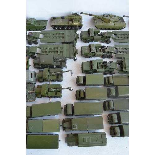 581 - Collection of playworn vintage diecast military vehicles mostly from Dinky and Corgi Juniors includi... 