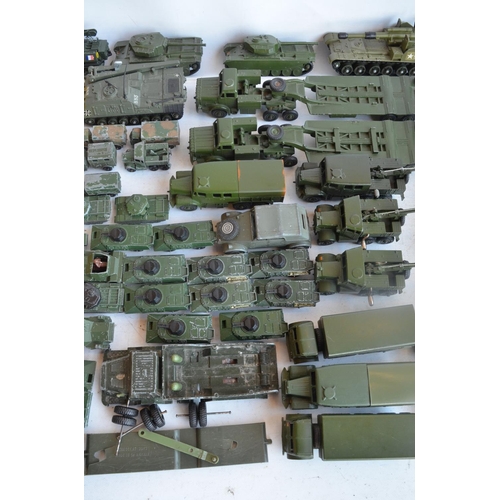 581 - Collection of playworn vintage diecast military vehicles mostly from Dinky and Corgi Juniors includi... 