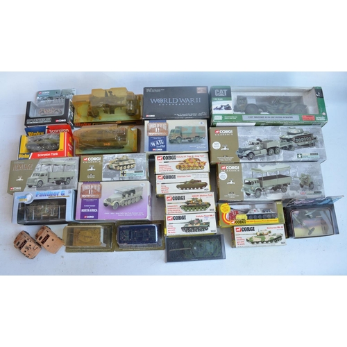 582 - Collection of diecast military models from Corgi, Dinky, Dragon Armour, Norscott etc including a CAT... 