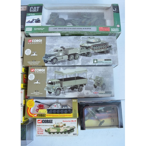 582 - Collection of diecast military models from Corgi, Dinky, Dragon Armour, Norscott etc including a CAT... 