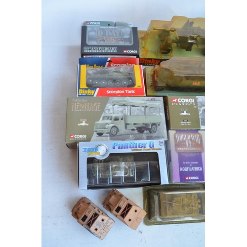 582 - Collection of diecast military models from Corgi, Dinky, Dragon Armour, Norscott etc including a CAT... 