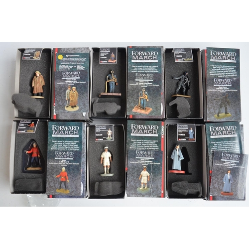 584 - Twenty Corgi 'Forward March' pre-painted diecast metal soldier figure sets, Gulf War, Napoleonic, WW... 