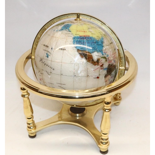 638 - Table top terrestrial globe with abalone shell decoration, H32cm