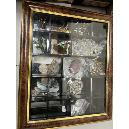 274 - Large collection of late 20th century costume jewellery, jewellery display cabinet, and two jeweller... 