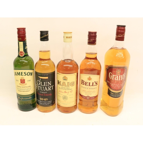 73 - Five bottles of whiskey incl, Glen Stuart scotch whisky 70cl, Jameson triple distilled Irish whisky ... 