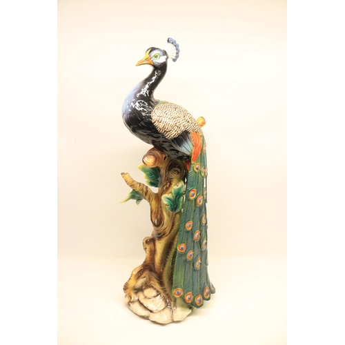 88 - Late 20thc Italian ceramic large scale figure of a peacock, approx H81cm