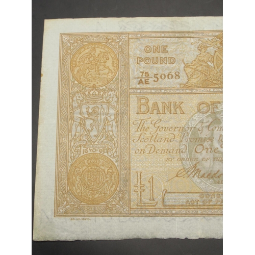 616 - Bank of Scotland, £1, 23 Mat 1916, serial number 75/AE 5068, Macdonald signature