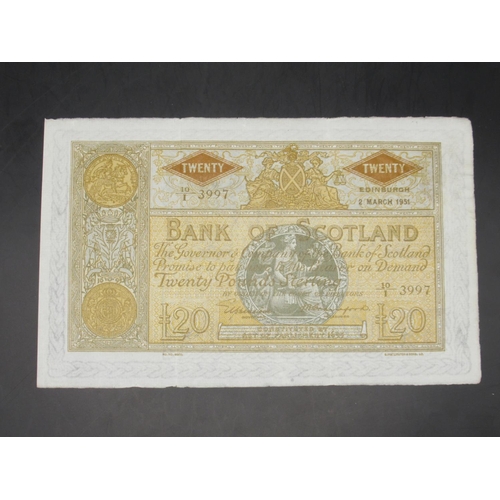 618 - Bank of Scotland, £20, 2 March 1951, serial number 10/I 3997, Elphinstone and Crawford signatures