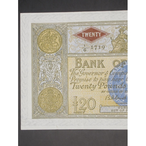 619 - Bank of Scotland, £20, 2 October 1963, serial number 1/G 1719, Bisland and Watson signatures