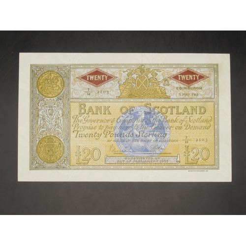 620 - Bank of Scotland, £20, 5 May 1969, serial number 7/H 2103,  Polwarth and Letham signatures