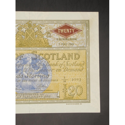 620 - Bank of Scotland, £20, 5 May 1969, serial number 7/H 2103,  Polwarth and Letham signatures