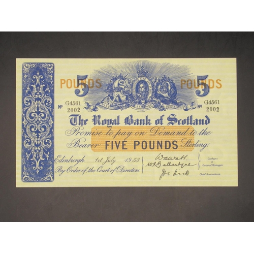 622 - The Royal Bank of Scotland - 5 £5 banknotes to inc., £5 1 March 1949 serial number F3042 8381 Thomso... 