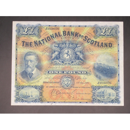 625 - The National Bank of Scotland £1 15 May 1916, serial no. J303-076, Samuel and (unreadable) signature... 