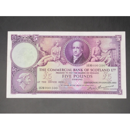 631 - The Commercial Bank of Scotland Limited £5 (2),  3 January 1951, serial no. 16m090590, Erskine signa... 