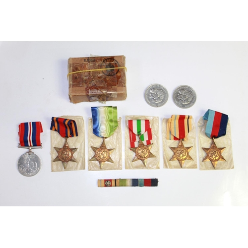 233 - 1939-1945 Star, Africa Star, Italy Star, Atlantic Star, Burma Star, 1939-1945 war Medal. Recipient u... 