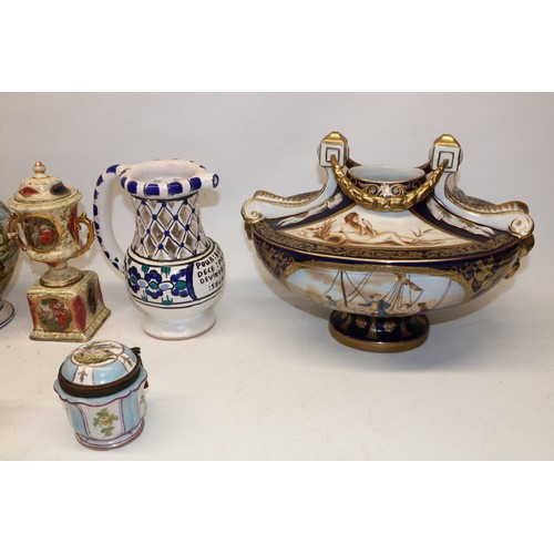 325 - Collection of continental ceramics, incl. a Meissen center piece; a Dresden style centerpiece; Royal... 