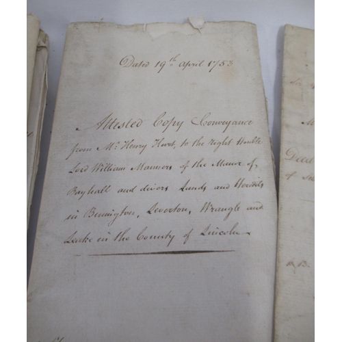 289 - Collection of c18th/19th Indentures most relating to Lord William Manners of the Manor of Bay Hall, ... 